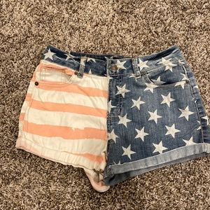 American flag jean shorts